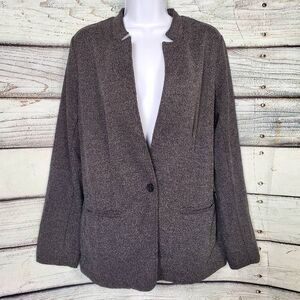 Banana Republic Women’s Blazer L Gray Textured One Button Jacket Career Work